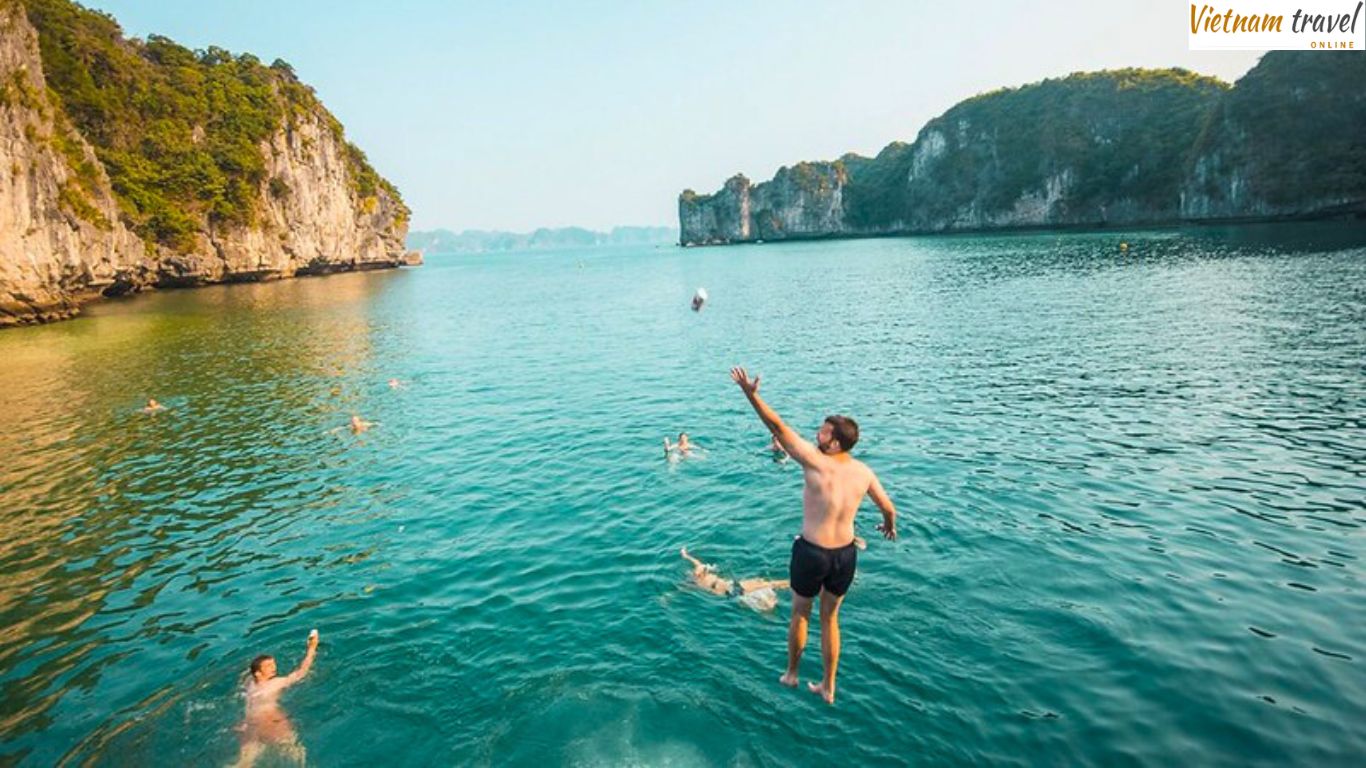 Swimming in Halong Bay