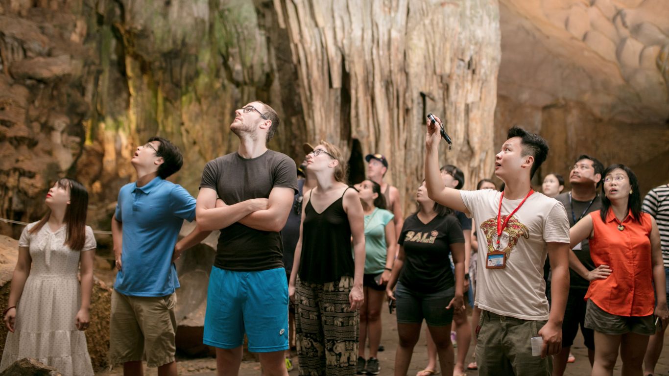 Admire the unique rock formation of Sung Sot cave