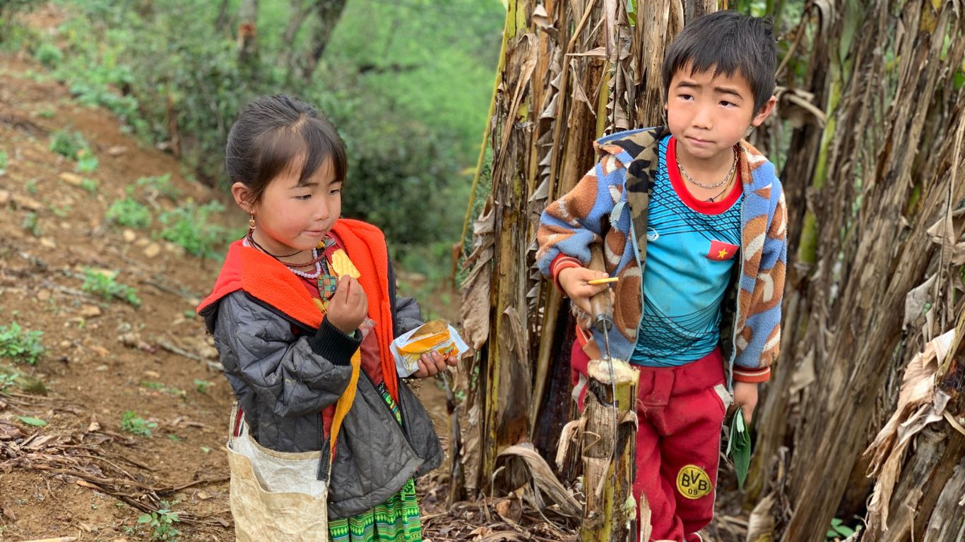 trekking through village in Ha Giang