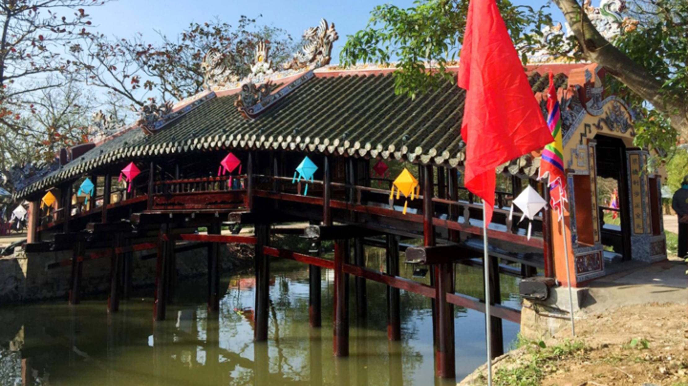 Thanh Toan Tile Bridge with Tet decoration in January